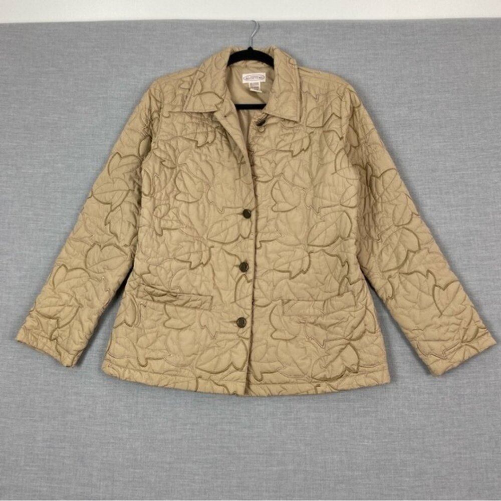 Northern Reflections Quilted Jacket Embroidered Leaf Design Size Small Pockets